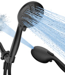 HOPOPRO High Pressure Shower Head with Handheld 7 Spray Settings Detachable Shower Head Built-in Power Spray to Clean Corner, Tub and Pets, Extra Long Stainless Steel Hose & Adjustable Bracket