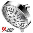 HOPOPRO NBC News Recommended Brand Upgraded 9 Settings High Pressure Shower Head, Fixed Showerhead Adjustable Bathroom Showerhead Multi-functional Rainfall Showerhead for Low Water Flow