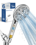 HOPOPRO NBC News Recommended Brand Filtered Shower Head with Handheld, 6 Settings High Pressure Shower Head with Filter for Hard Water Multi-Stage Water Softener Showerhead Extra Filter Cartridge