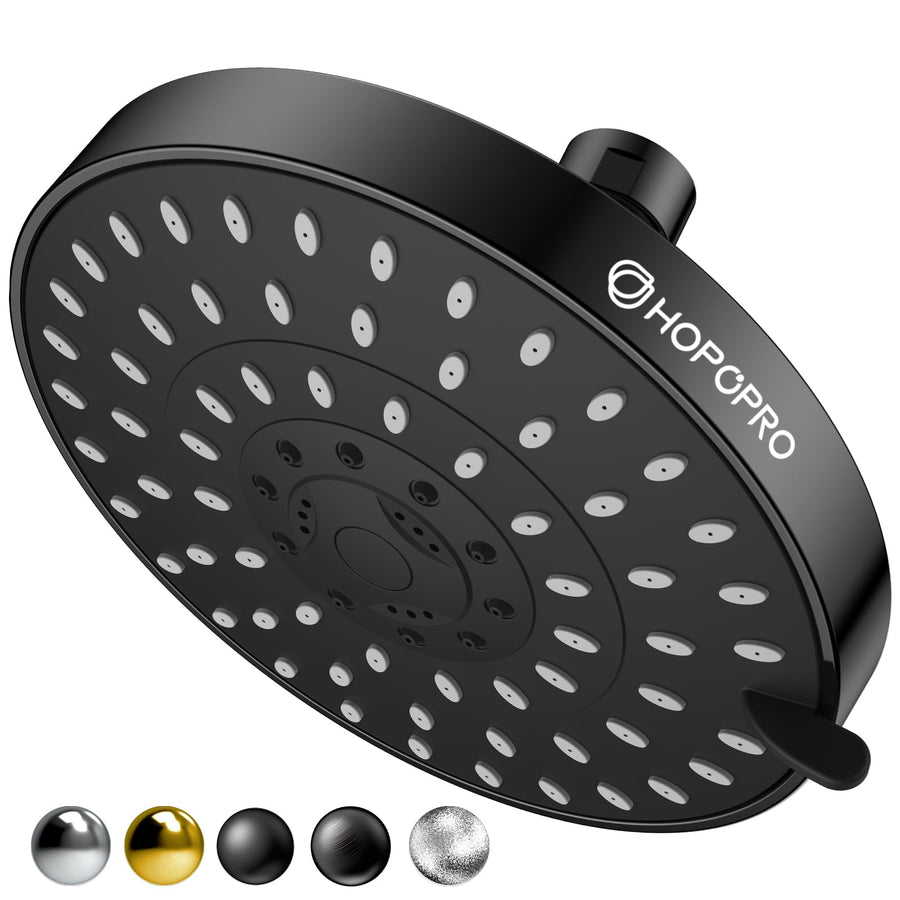 2024 Newest 6-Mode High Pressure Rain Shower Head, 6-Inch High Flow Fixed Showerheads, Bathroom Rainfall Showerhead Replacement for Low Water Pressure, Modern Look, Tool-free Installation