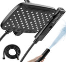HOPOPRO 2-in-1 High Pressure Rain Shower Head withHandheld, Black Dual Showerheads with Hose, Tool-FreeInstall