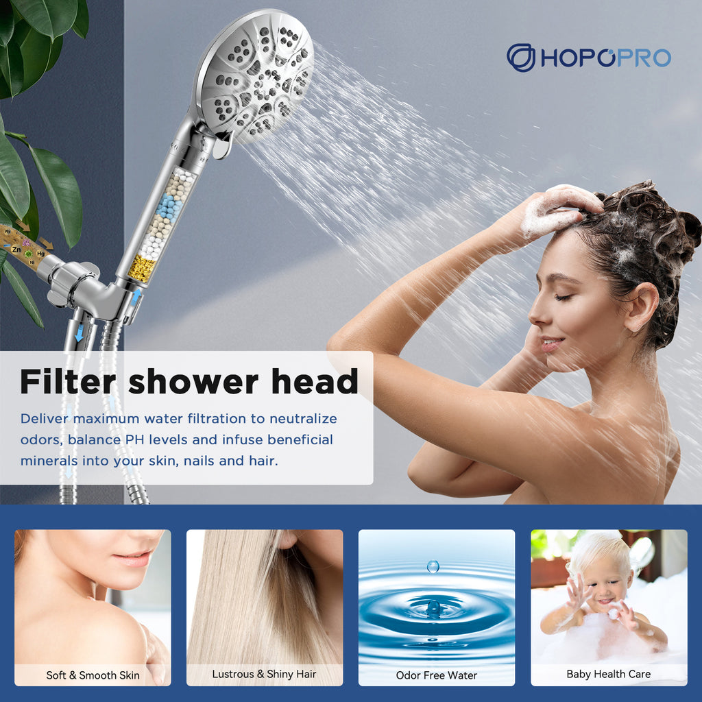 HOPOPRO Filtered Shower Head with Handheld, High Pressure Water Flow 7 ...