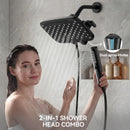 HOPOPRO 2-in-1 High Pressure Rain Shower Head withHandheld, Black Dual Showerheads with Hose, Tool-FreeInstall