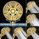 6-Mode High Pressure Handheld Shower Head Set - HOPOPRO High Flow Bathroom Shower Head With Handheld Replacement - 1-Min Tool-free Installation - Luxurious Gold