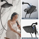 HOPOPRO 2-in-1 High Pressure Rain Shower Head withHandheld, Black Dual Showerheads with Hose, Tool-FreeInstall