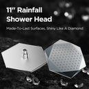 HOPOPRO High Pressure Rainfall Shower Head 11 Inches Diamond Shaped Showerhead Full Body Coverage with Anti-Clog Silicone Nozzles for Your Bathroom Shower Heads