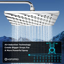 HOPOPRO 9 Inches Square Rain Shower Head Large Rainfall Shower Head High Pressure Fixed Showerhead for Luxury Shower Experience Tool Free Installation