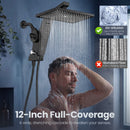HOPOPRO Filtered Shower Head with Handheld Combo12 Inch High Pressure Rain Shower Head with Filter, 2-in-1 Dual Rainfall &amp; Detachable Handheld Showerheads with Stainless Steel Shower Hose