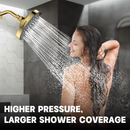 2024 Newest 6 Inch 6-Mode High Pressure Shower Head, High Flow Fixed Showerheads Bathroom Rain Showerhead for Luxury Shower Experience Even at Low Water Pressure - 1-Minute Tool-free Installation