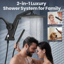 HOPOPRO Filtered Shower Head with Handheld Combo12 Inch High Pressure Rain Shower Head with Filter, 2-in-1 Dual Rainfall &amp; Detachable Handheld Showerheads with Stainless Steel Shower Hose