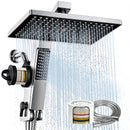 HOPOPRO Filtered Shower Head with Handheld Combo12 Inch High Pressure Rain Shower Head with Filter, 2-in-1 Dual Rainfall &amp; Detachable Handheld Showerheads with Stainless Steel Shower Hose
