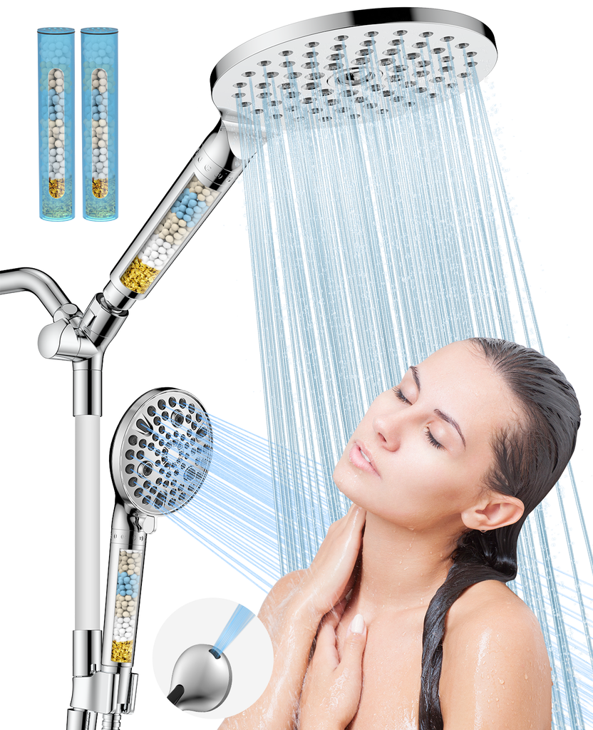 Dual Filtered Handheld Shower Heads Combo, HOPOPRO 15-Mode High Pressu ...