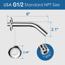 HOPOPRO NBC News Recommended Brand Modern 6 Inch Shower Arm Made of Stainless Steel Shower Head Extension Extender Pipe Arm with Flange and Teflon Tape