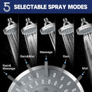 HOPOPRO NBC News Recommended 2 PCS 5 Modes High Pressure Shower Head 4.1 Inch High Flow Fixed Showerheads Bathroom Shower Head Replacement Tool-free Installation Luxury Modern