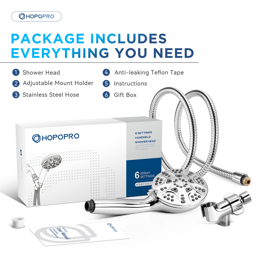 HOPOPRO NBC News Brand 6Mode Handheld Shower Head Set, Hi