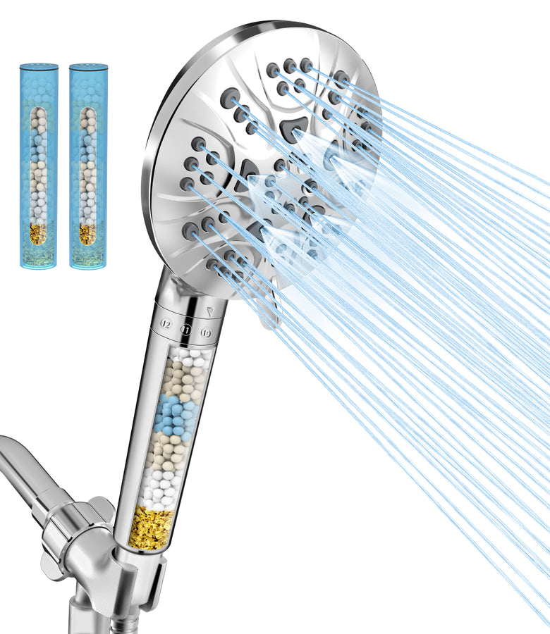 HOPOPRO NBC News Recommended Brand Filtered Shower Head with Handheld, 6 Settings High Pressure Shower Head with Filter for Hard Water Multi-Stage Water Softener Showerhead Extra Filter Cartridge